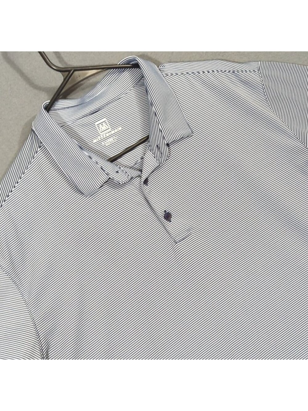 Mizzen+Main Polo Shirt Men's XL Blue Striped Trim Fit Performance Stretch Golf